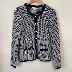 BANANA REPUBLIC Chunky Knit Sweater Cardigan Women’s Small Cotton Navy Crew
